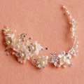 Elegant Bridal Sliver Pearl Crystal Flower Wedding Hairbands Women Frosted Hair Vine Accessories