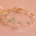 European Bridal Gold Pearl Crystal Flower Wedding Hairbands Women Frosted Hair Vine Accessories