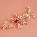 European Retro Bridal Gold Crystal Flower Pearl Wedding Headband Frosted Hair Vine Accessories