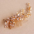 European Style Retro Gold Crystal Beads Pearl Flower Wedding Bridal Headpiece Hair Combs Accessories