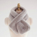 Fashion Simple Faux Mink Fur Scarf Winter Warm Mink Fur Collar Women Short Cross Fur Muffler - Grey