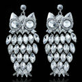 Top Quality Owl Czech Rhinestone Crystal Bridal Earrings White Gold Plated Earrings for Women