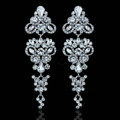 Gorgeous Chandelier Shape Crystal White Gold Plated Long Earrings Wedding Jewelry Earrings for Women
