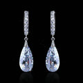 Gorgeous Wedding Accessories Drop Earring Jewelry Top Big Cubic Zirconia White Gold Plated Earrings for Women