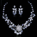 High Quality Vine Flower Crystal Beads Pearl Bridal Wedding Necklace Errings Jewelry Sets
