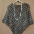 High Quality knitted Rabbit Fur Shawl Female Party Pullover Women's Triangle Rabbit Fur Poncho - Dark khaki