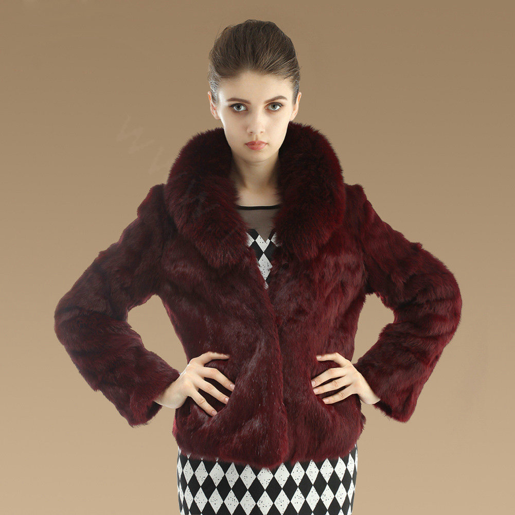 Buy Wholesale Hot sales Genuine Rabbit Fur Coat With Fox Fur Collar ...