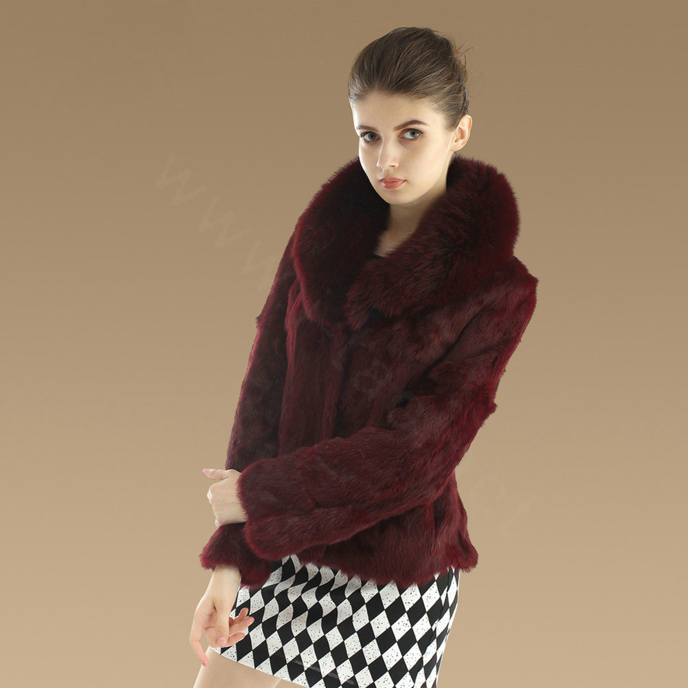 Buy Wholesale Hot sales Genuine Rabbit Fur Coat With Fox Fur Collar ...