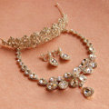 Luxury Clear Rhinestone Water Drops Crystal Necklace Earring Tiara Bridal Wedding Party Jewelry Sets