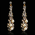 New Arrival Unique Pearl Crystal 14k Gold Plated Long Drop Earrings for Women Banquet Fashion Jewelry