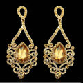 New Champagne Noble Austrian Crystal Dangle Drop Earrings for Women 14K Gold Plated Fashion Jewelry