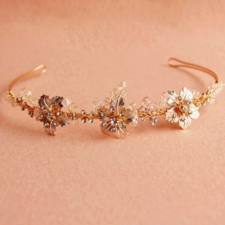 Buy Wholesale New European Bridal Gold Crystal Beads Flower Wedding ...