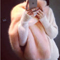 New Luxury Princess Sweety Fox Fur Scarf Fur Muffler Shawls Women Large Faux Fox Fur Bib Collar - Pink