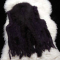 New Personality Real Rabbit Fur Vests Raccoon Fur Collar Women Knitted Fur Waistcoat - Dark Purple