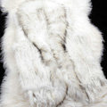 New Personality Real Rabbit Fur Vests Raccoon Fur Collar Women Knitted Fur Waistcoat - White Grey