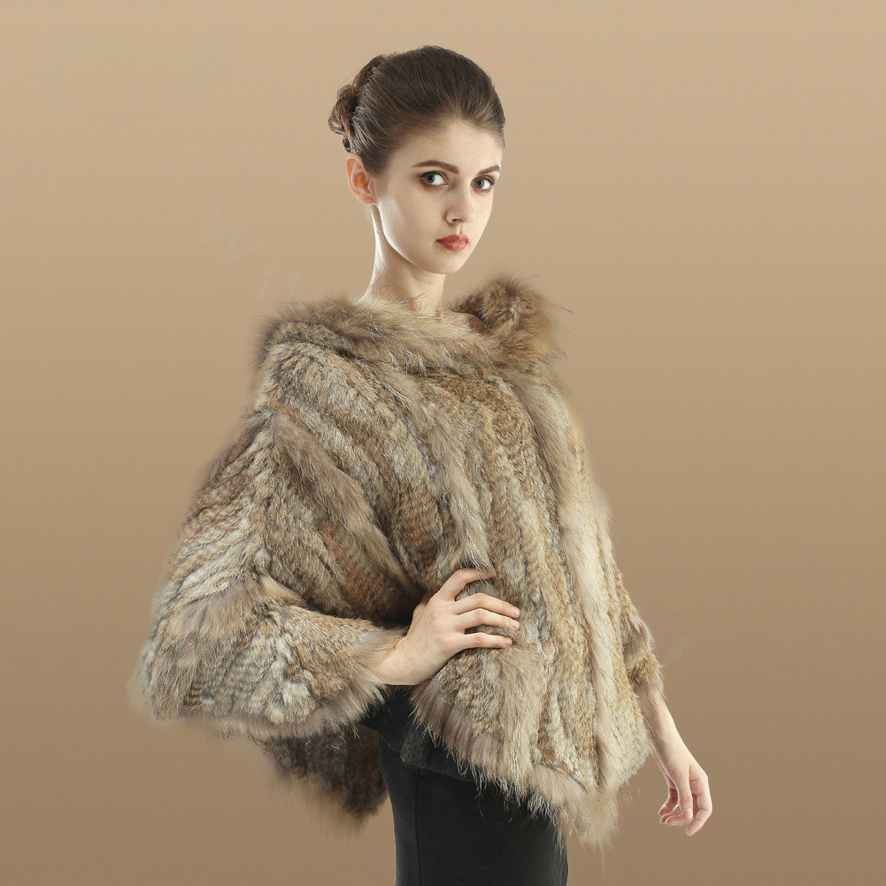 Buy Wholesale Luxury Fashion Women Genuine Knitted Rabbit Fur Shawl ...