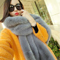 New arrival Luxury Fashion Fox Fur Scarf Fur Muffler Shawls Women Large Faux Fox Fur Bib Collar - Gray