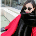 New arrival Luxury Noble Fox Fur Scarf Fur Muffler Shawls Women Large Faux Fox Fur Bib Collar - Black