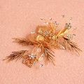 Retro Baroque Handmade Golden Leaf Crystal Beads Wedding Bridal Hair Barrettes Clip Accessories