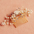 Retro Bridal Gold Plated Crystal Beads Pearl Flower Wedding Headpiece Hair Combs Accessories