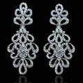 Top quality Czech Rhinestone Crystal Bridal Earrings White Gold Plated Elegant Flower Earrings for Women