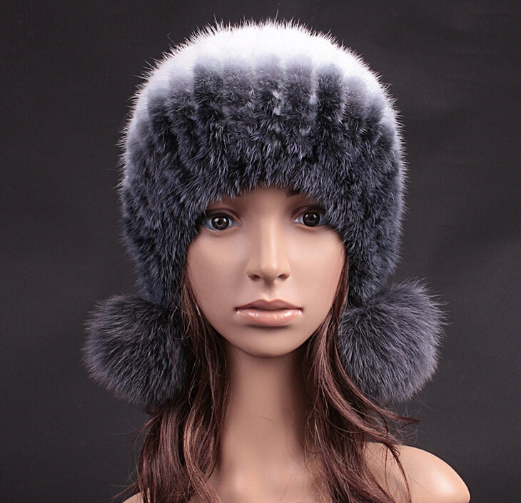 Buy Wholesale Unique Real Mink Fur Hat With Fox Fur Balls Women Winter ...