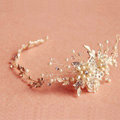 Vintage Sliver Crystal Beads Pearl Flower Wedding Bridal Hairbands Women Hair Vine Accessories