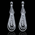Wedding Jewelry Water Drop Czech Rhinestone Crystal Bridal Earrings Elegant Long Earrings for Women