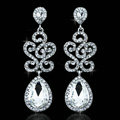 White Gold Plated Luxurious Classic Teardrop Austrian Crystal Bridal Earrings for Women Nickel Free Wedding Jewelry