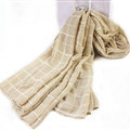 Classic Plaid Unisex Scarf Shawl Winter Warm Cotton Solid Panties 150*120CM - Beige