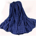 Classic Plaid Unisex Scarf Shawl Winter Warm Cotton Solid Panties 150*120CM - Dark Blue