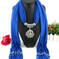 Cool Women Scarf Shawls Winter Warm Polyester Solid Scarves 180*40CM - Blue