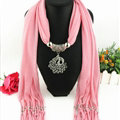 Cool Women Scarf Shawls Winter Warm Polyester Solid Scarves 180*40CM - Pink