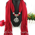 Cool Women Scarf Shawls Winter Warm Polyester Solid Scarves 180*40CM - Red