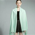 Fashion Tassels Women Scarf Shawl Winter Warm Cashmere Solid Panties 200*60CM - Green