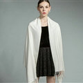 Fashion Tassels Women Scarf Shawl Winter Warm Cashmere Solid Panties 200*60CM - White