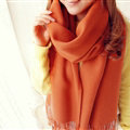Fashion Tassels Women Scarf Shawl Winter Warm Wool Solid Panties 206*60CM - Orange