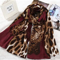 Leopard Print Scarf Shawls Women Winter Warm Cotton Panties 180*95CM - Red