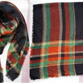 Plaid Scarf Shawls Women Winter Warm Cashmere Solid Wholesale 140*140CM - Green