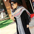 Plaid Women Scarf Shawls Winter Warm Cashmere Solid Scarves 180*90CM - Grey