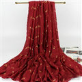 Print Fawn Women Pashmina Shawl Winter Warm Cotton Solid Panties 190*150CM - Wine Red