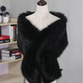 Quality Bridal Fur Scarf Shawls Women Winter Warm Solid Panties 165*30CM - Black