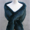 Quality Bridal Fur Scarf Shawls Women Winter Warm Solid Panties 165*30CM - Blackish Green