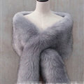 Quality Bridal Fur Scarf Shawls Women Winter Warm Solid Panties 165*30CM - Grey