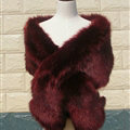Quality Bridal Fur Scarf Shawls Women Winter Warm Solid Panties 165*30CM - Wine Red