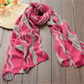 Striped Women Scarf Shawls Winter Warm Polyester Scarves 180*70CM - Pink