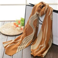 Striped Women Scarf Shawls Winter Warm Polyester Scarves 180*70CM - Yellow