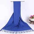 Tassel Scarf Shawls Women Warm Cashmere Solid Scarves 180*60CM - Dark Blue