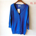 Autumn Winter Cardigans Solid Knitted Cardigan Sweater Slim Female All-Match Size - Blue