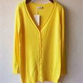 Autumn Winter Cardigans Solid Knitted Cardigan Sweater Slim Female All-Match Size - Yellow